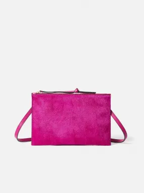 Ivy Calf Hair Cross Body Pouch | Pink