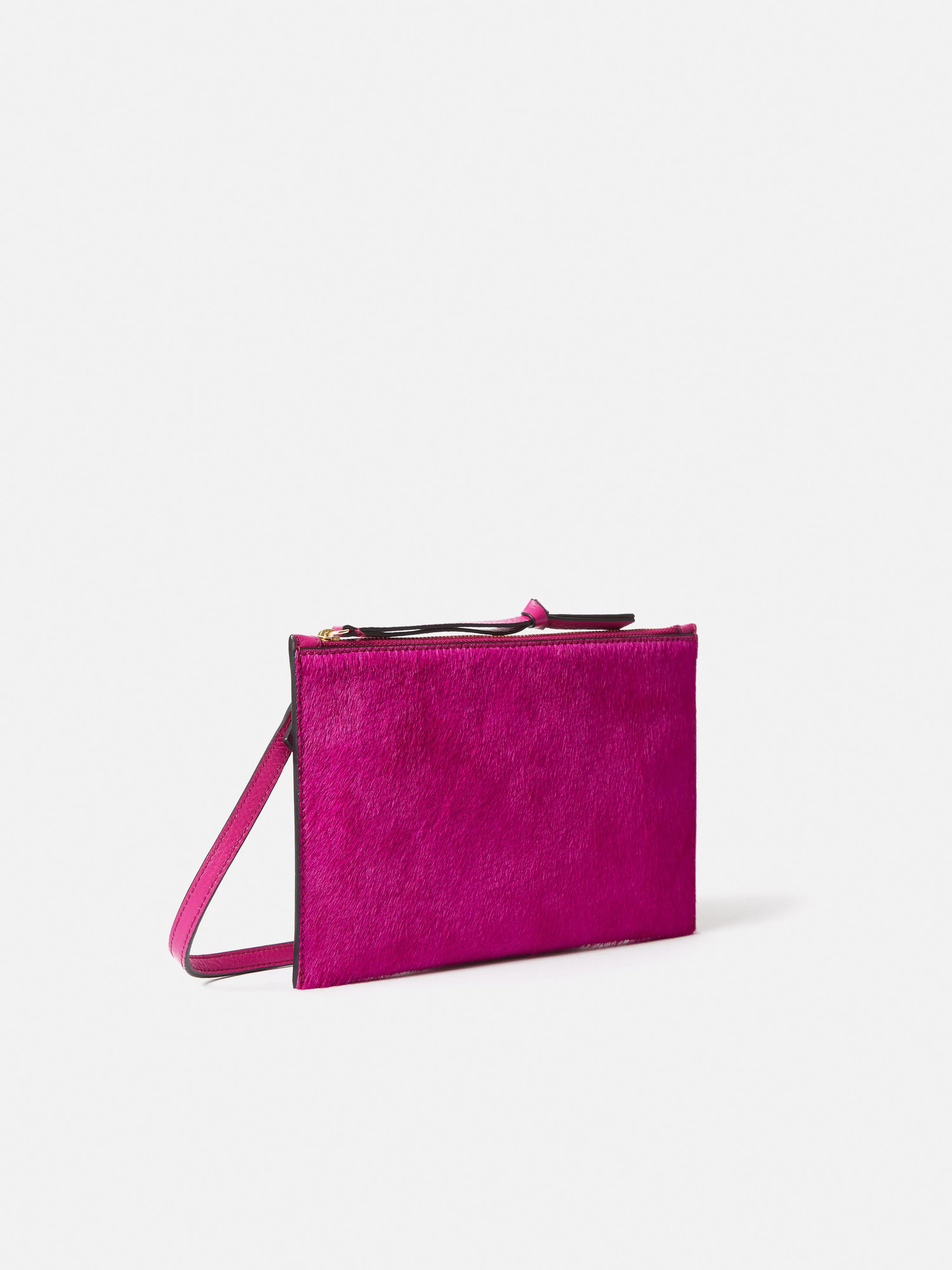 Ivy Calf Hair Cross Body Pouch | Pink