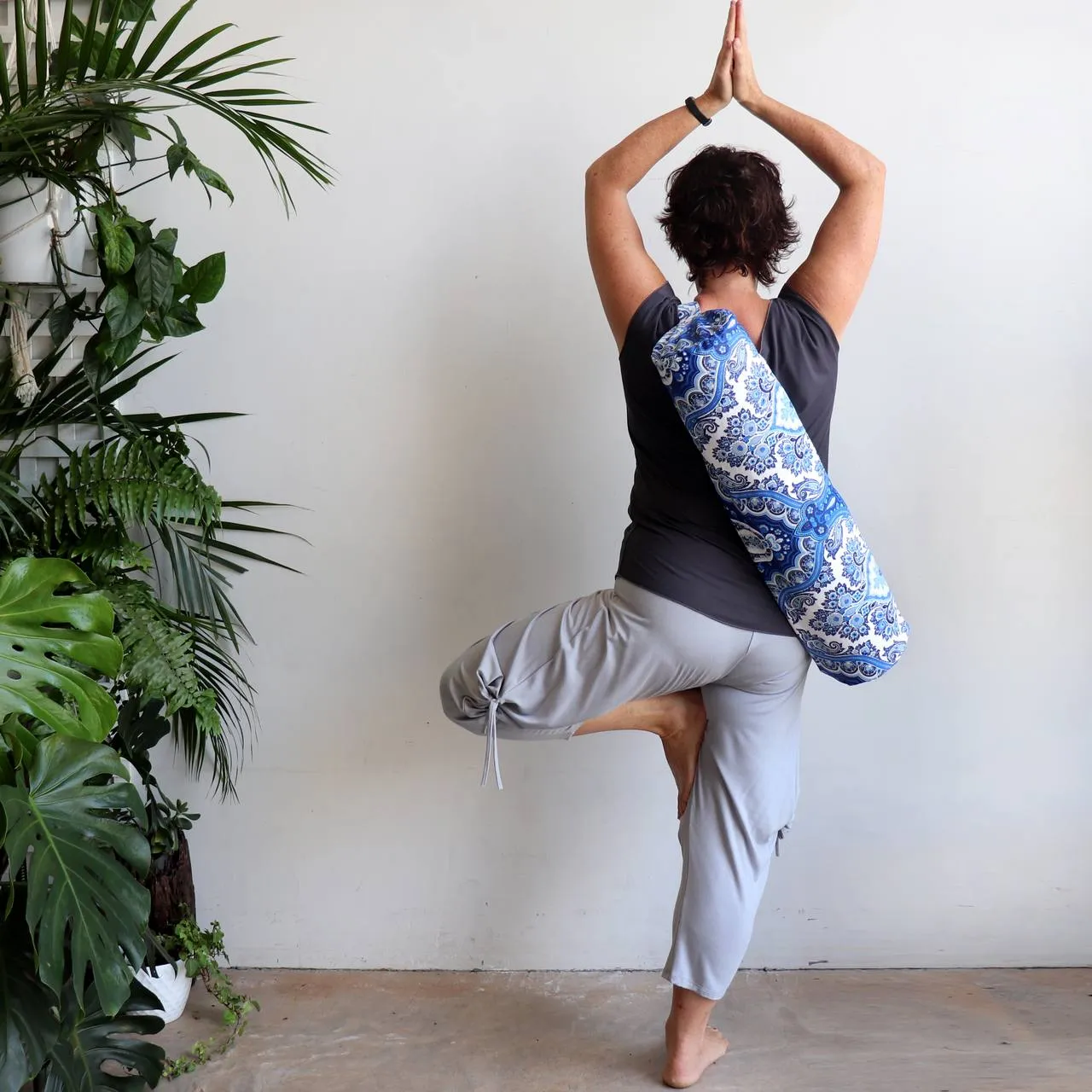 Just Breathe Yoga Mat Bag - Paisley Navy and Silver