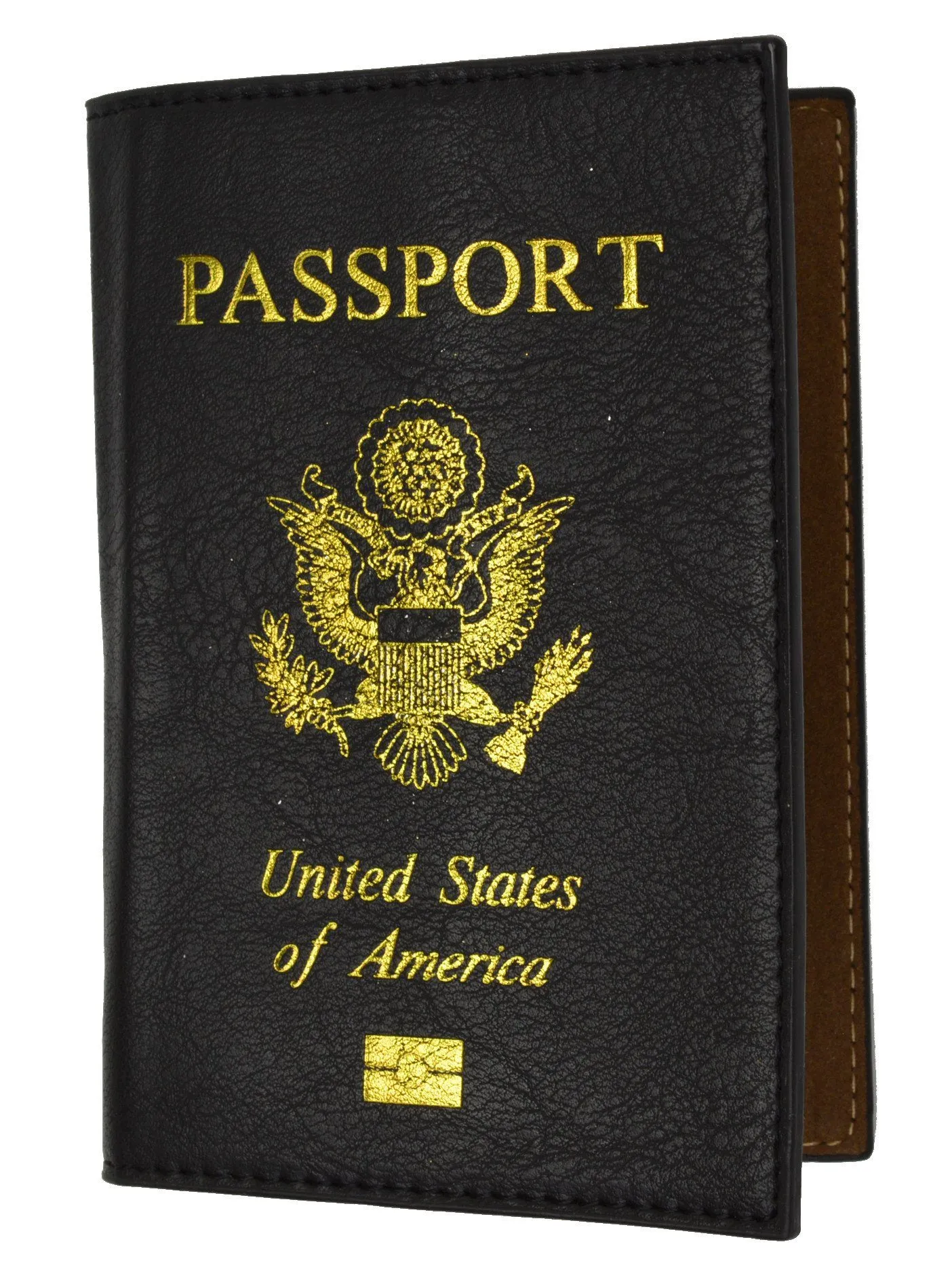 Leather USA Logo Passport Holder - Black