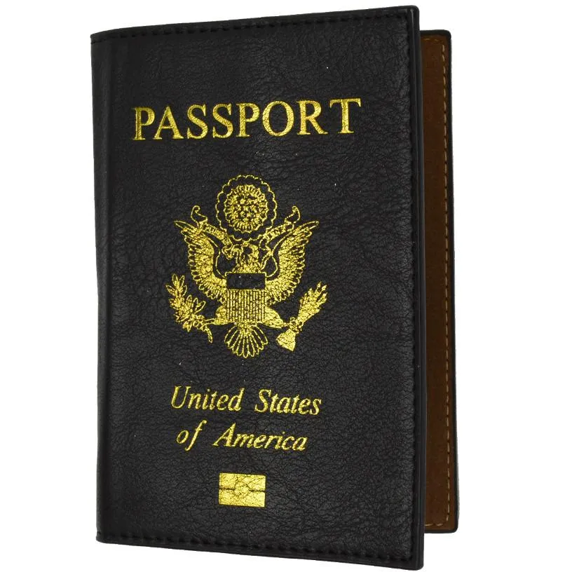 Leather USA Logo Passport Holder - Black