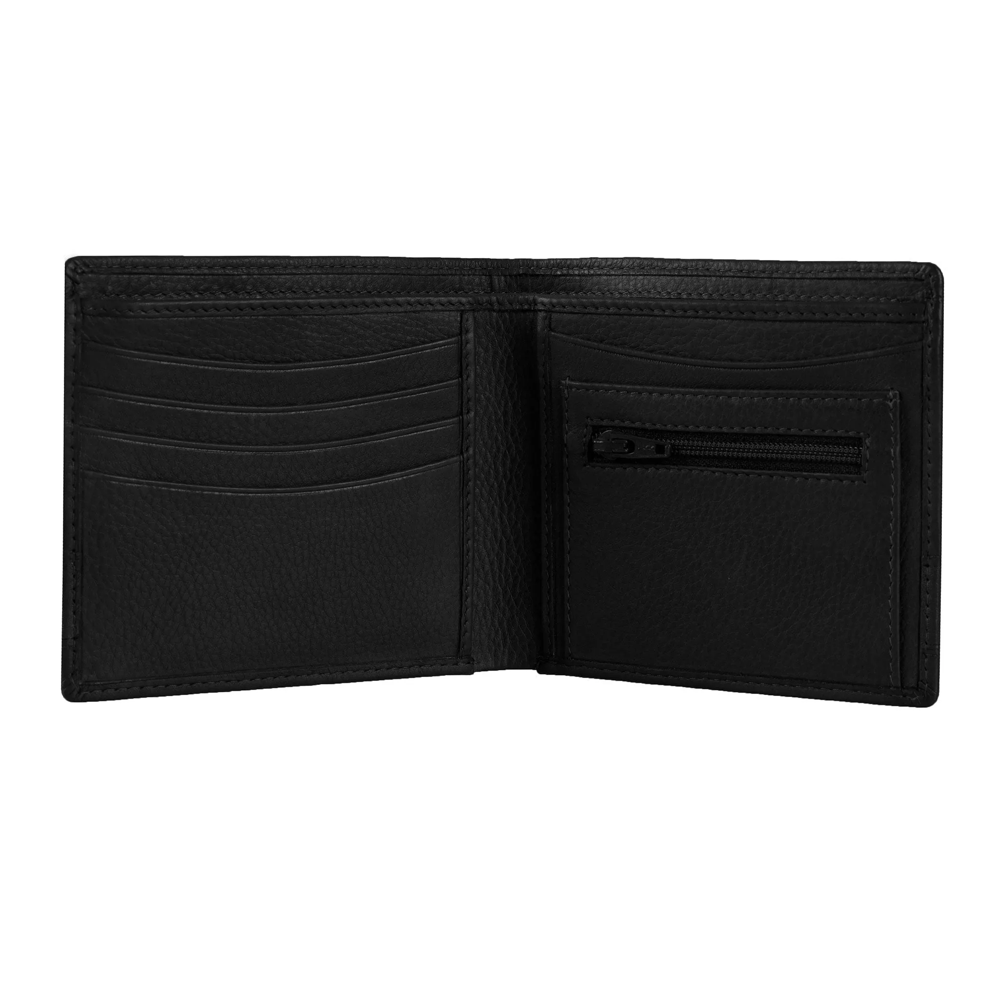 Men's Pebble Grain Leather Bifold Wallet with RFID Blocking and Coin Purse