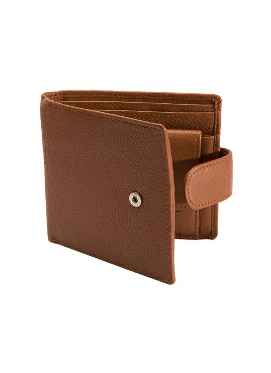 Men's Pebble Grain Leather Bifold Wallet with RFID Blocking and Coin Purse