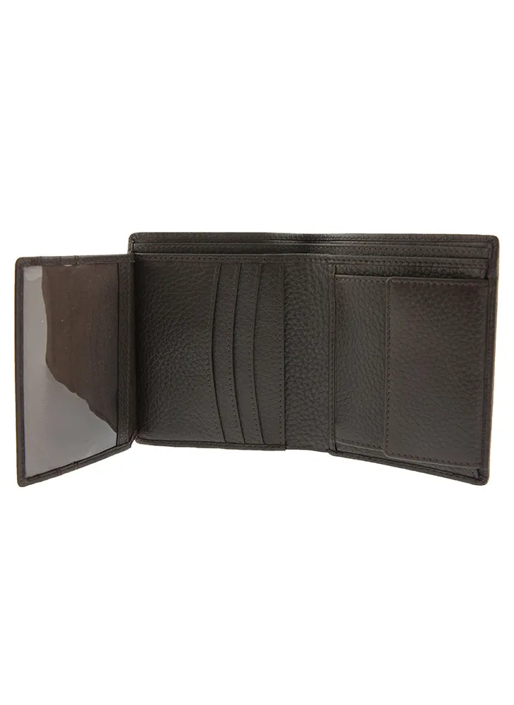 Men's Pebble Grain Leather Bifold Wallet with RFID Blocking and Coin Purse