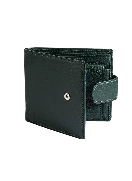 Men's Pebble Grain Leather Bifold Wallet with RFID Blocking and Coin Purse