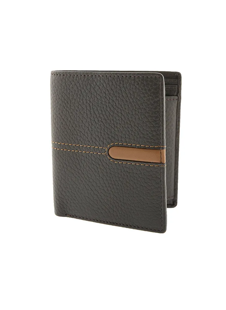 Men's Pebble Grain Leather Bifold Wallet with RFID Blocking and Coin Purse