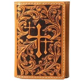 Nocona® Men's Three Cross Tooled Bi-Fold Leather Wallet