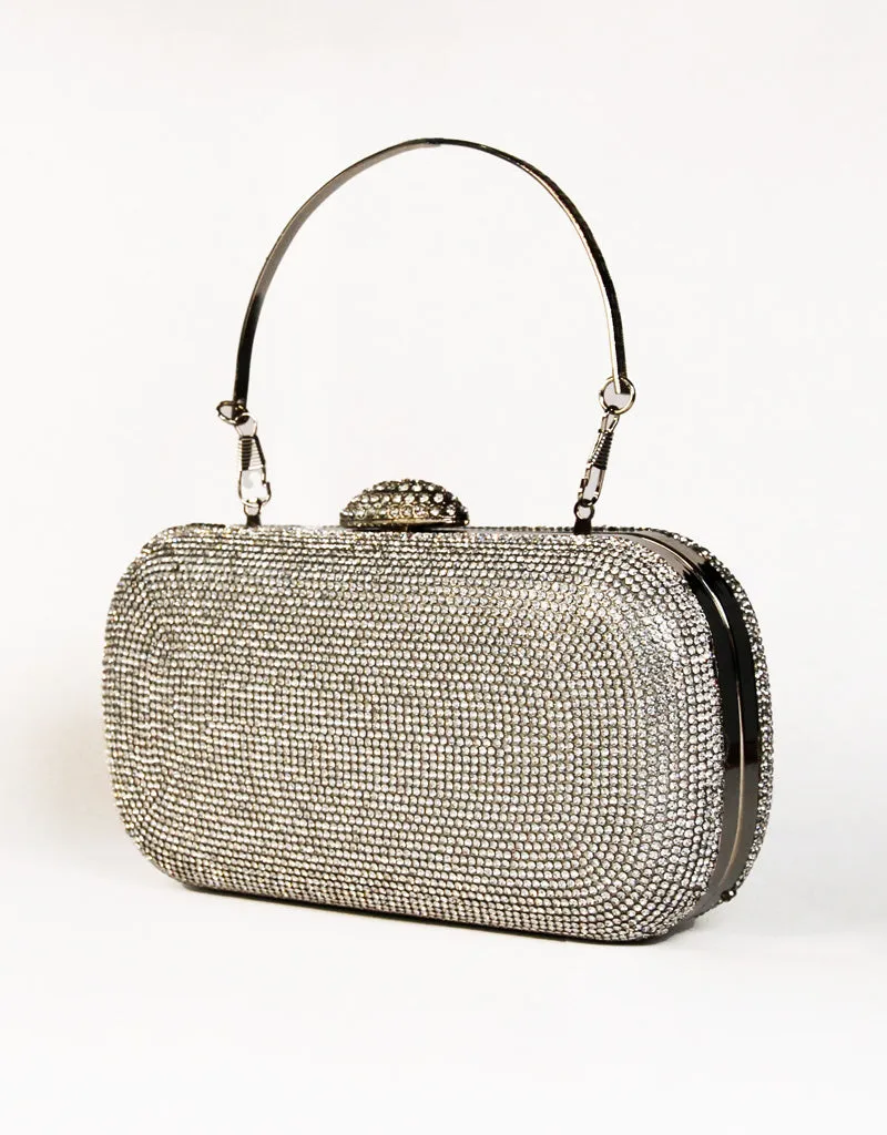 PAIGE DIAMANTE LUX CLASP CLUTCH SILVER