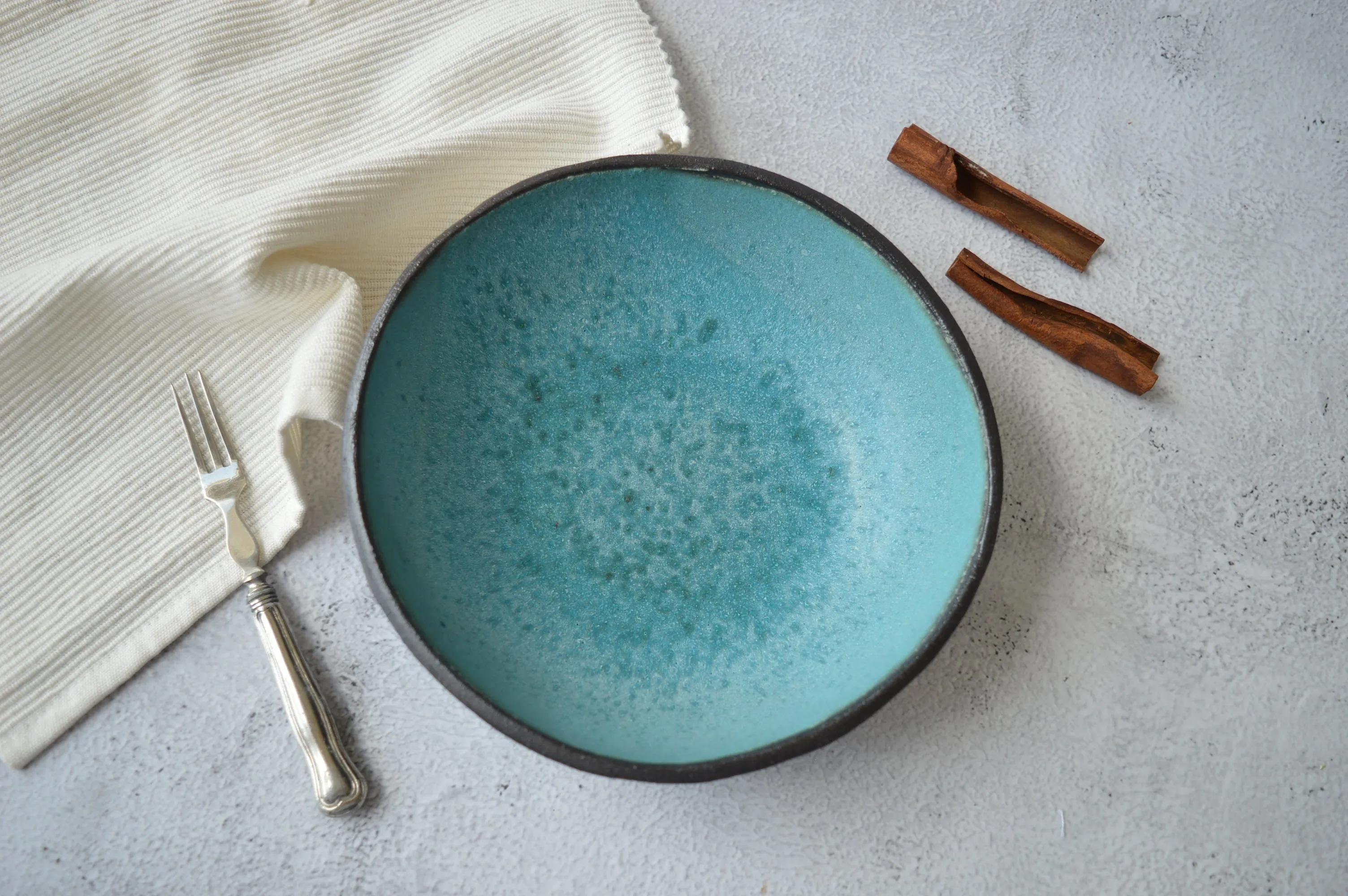 Pasta bowl (turquoise on black clay)