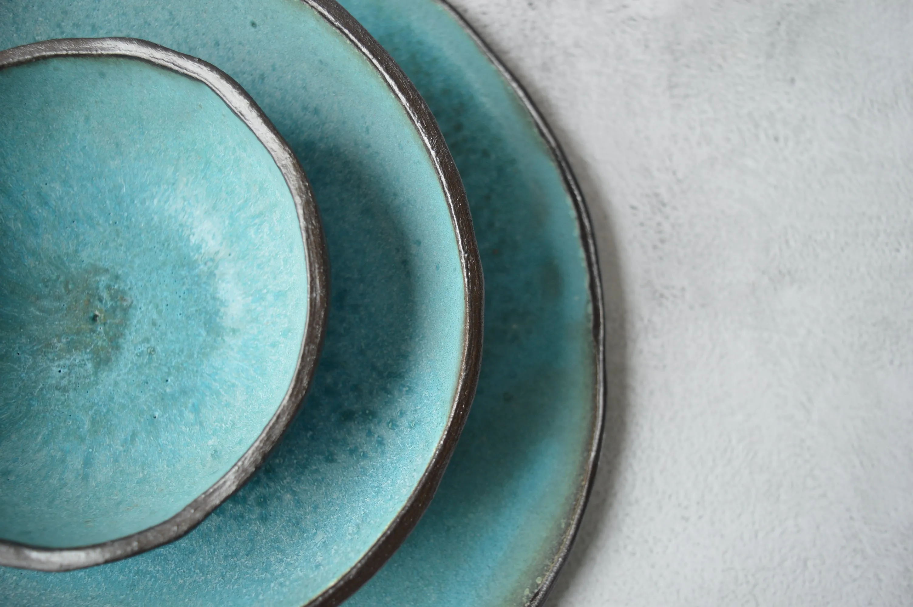 Pasta bowl (turquoise on black clay)