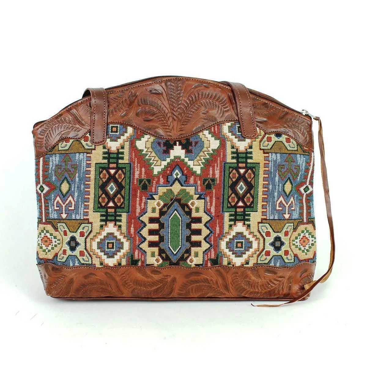 "Bella Beau" Tapestry Zip-Top Half Moon Tote