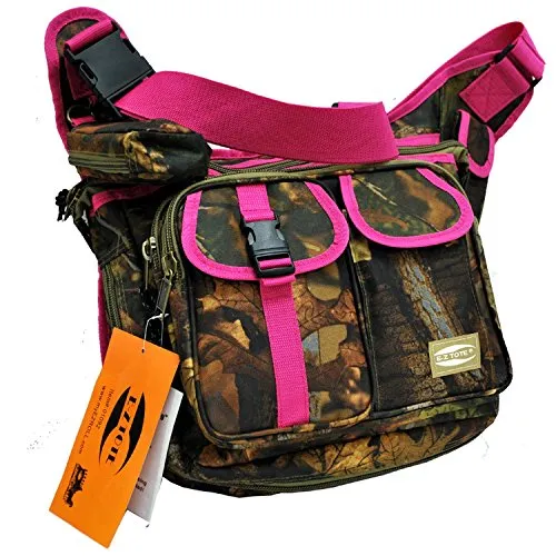 "E-Z Tote" Real Tree Print Hunting Shoulder Bag In 3 Colors (Pink Trim)