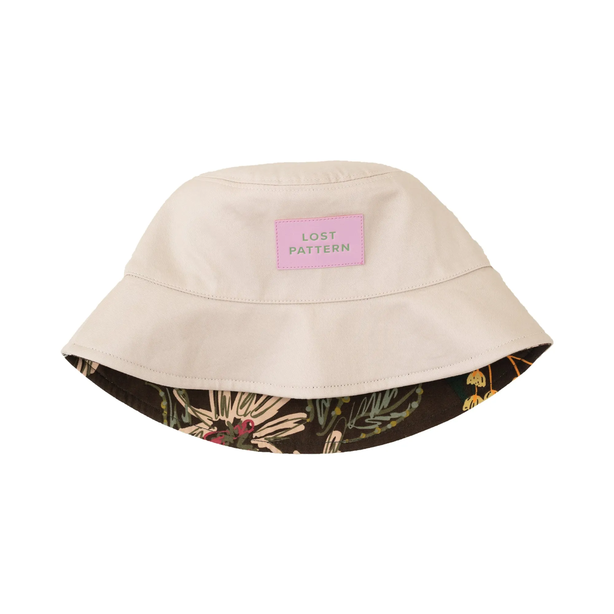 "Forest" Cotton Reversible Bucket Hat - Cream