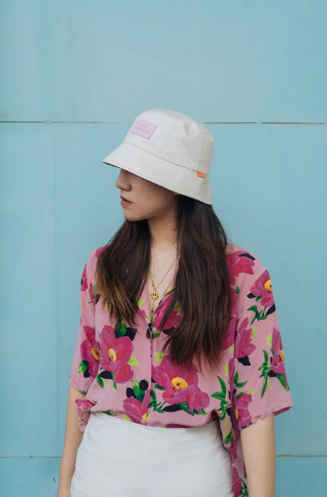 "Forest" Cotton Reversible Bucket Hat - Cream