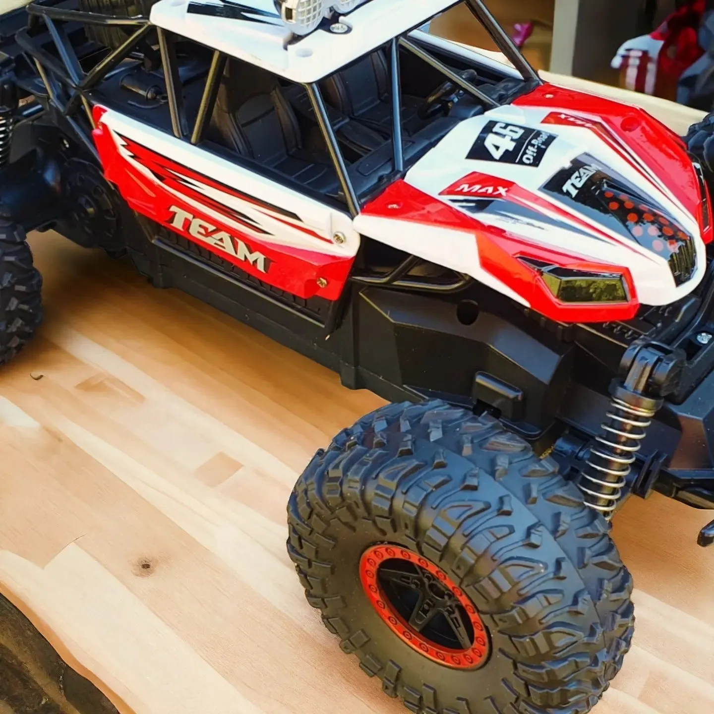 Remote Controlled RC Off-Road Car Crawler - 2.4GHz, Oversized Tires, High Strength Shocks, Rechargeable - Red & Black