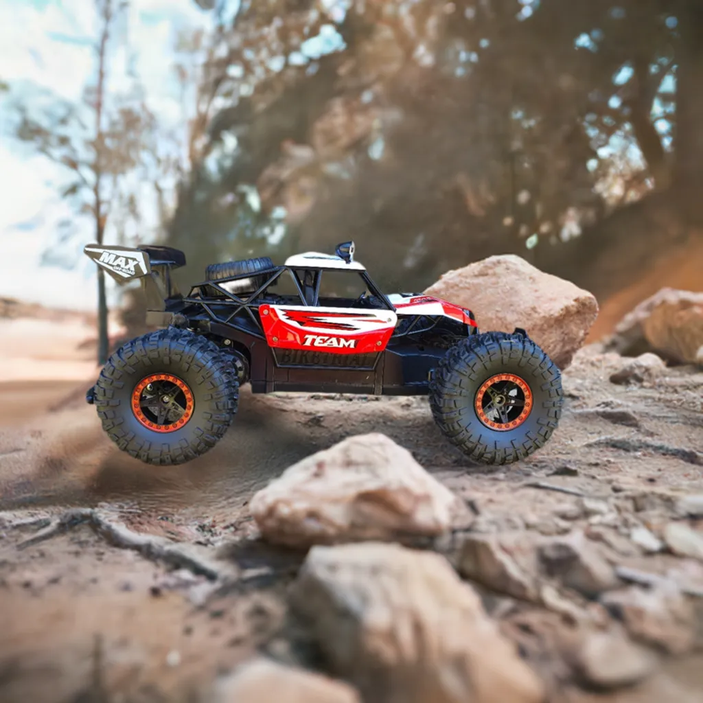 Remote Controlled RC Off-Road Car Crawler - 2.4GHz, Oversized Tires, High Strength Shocks, Rechargeable - Red & Black