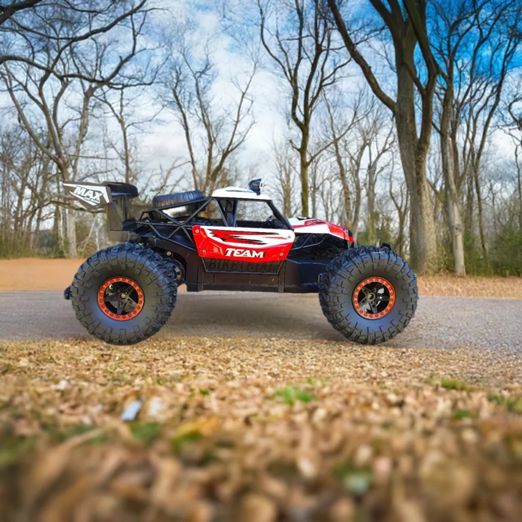 Remote Controlled RC Off-Road Car Crawler - 2.4GHz, Oversized Tires, High Strength Shocks, Rechargeable - Red & Black