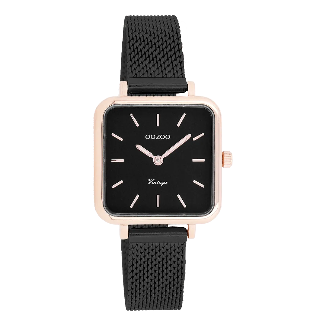 Rose gold coloured OOZOO watch with rose gold coloured metal mesh bracelet - C20265