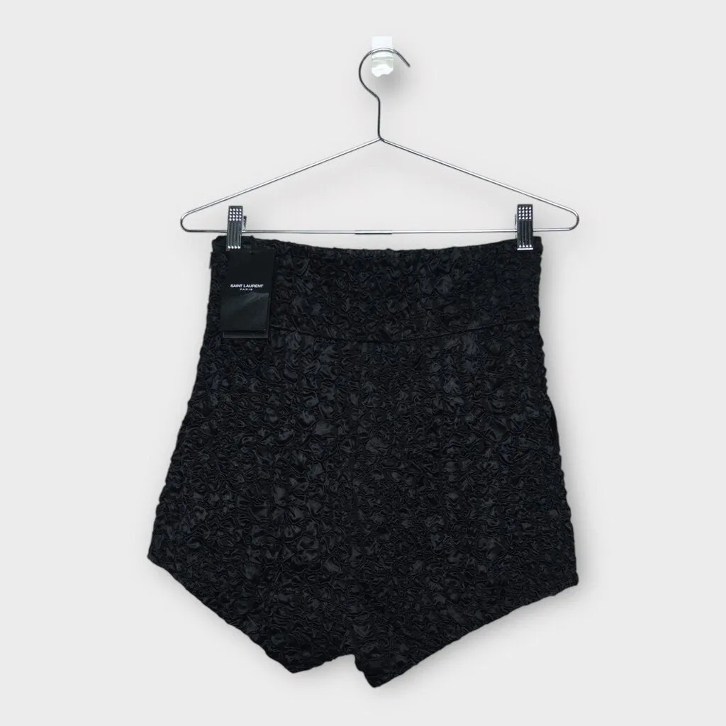 Saint Laurent Black High Waist Smock Mini Short