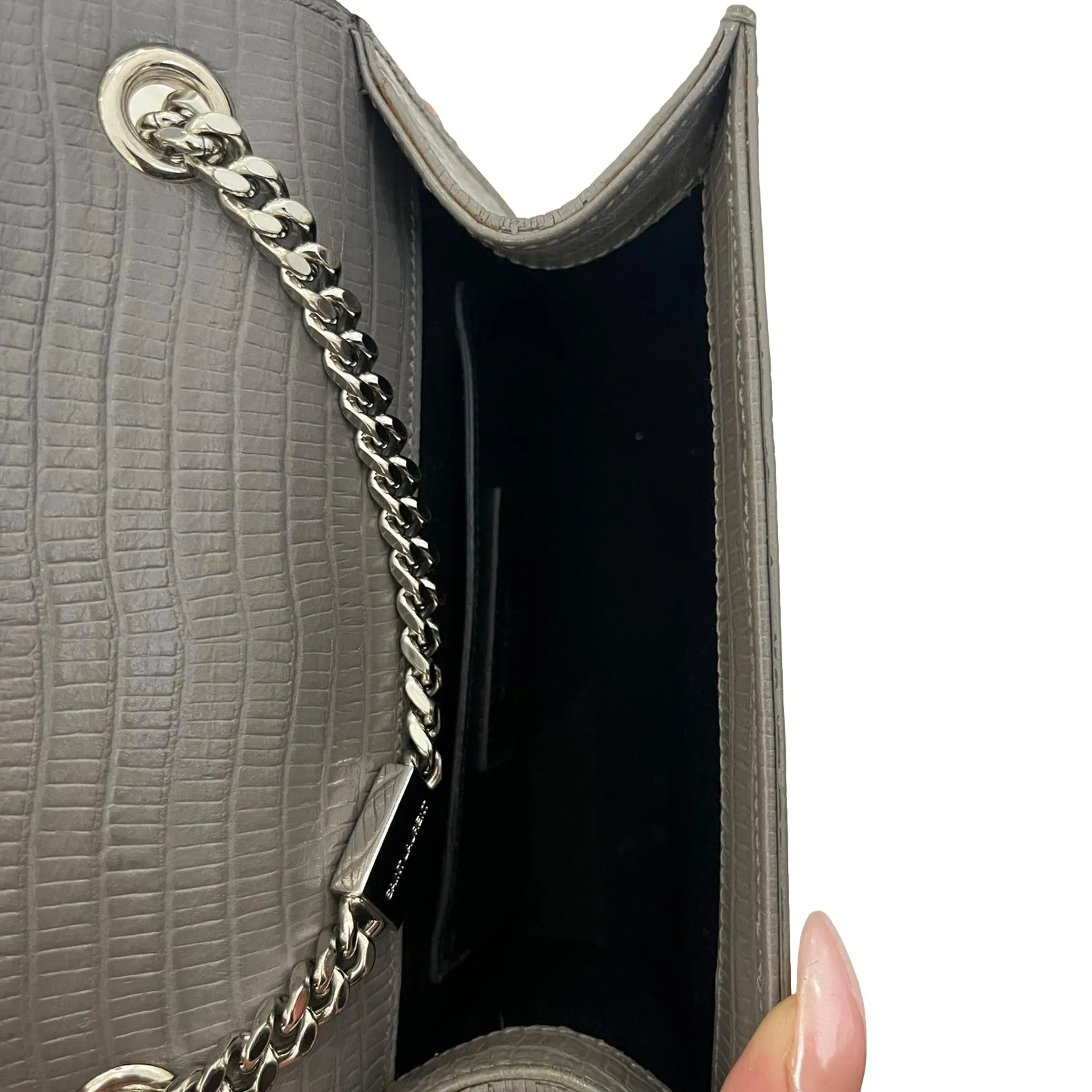 Saint Laurent Croc Embossed Leather Kate Tassel Shoulder Bag