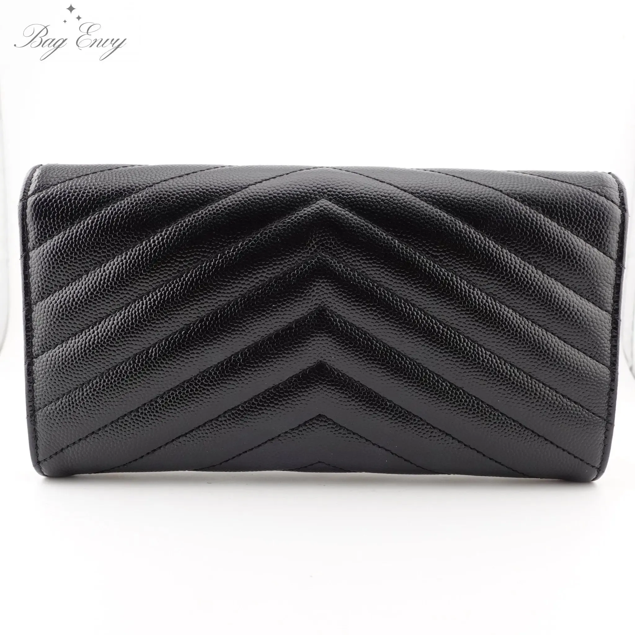 SAINT LAURENT Grain de Poudre Chevron Cassandra YSL Clutch with Unbranded Chain