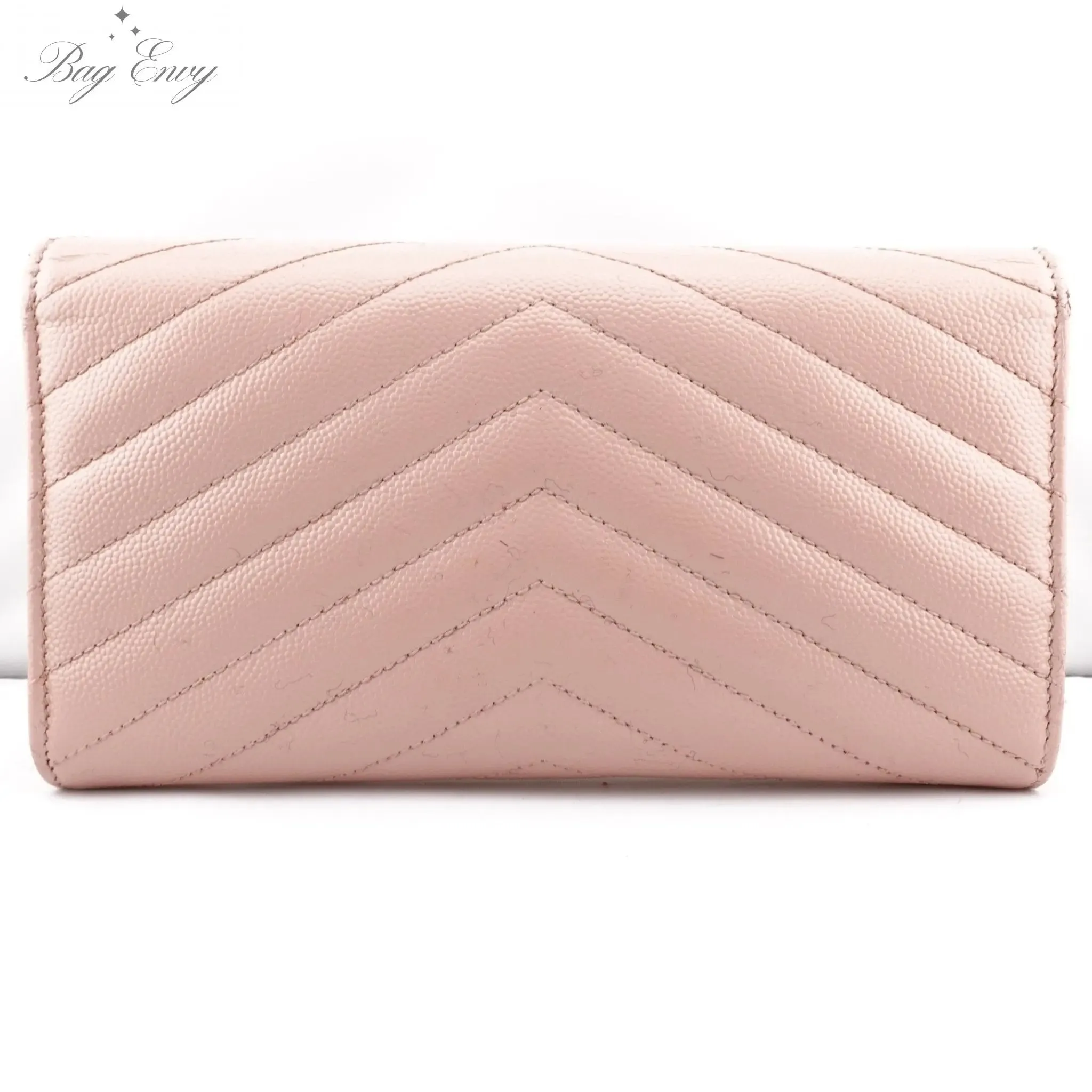 SAINT LAURENT Grain de Poudre Chevron YSL Cassandra Clutch on Chain