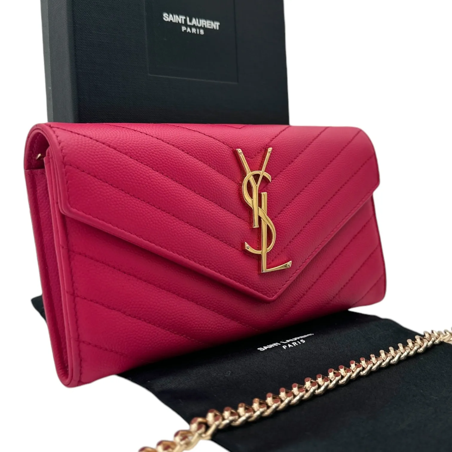 SAINT LAURENT Grain de Poudre Chevron YSL Clutch