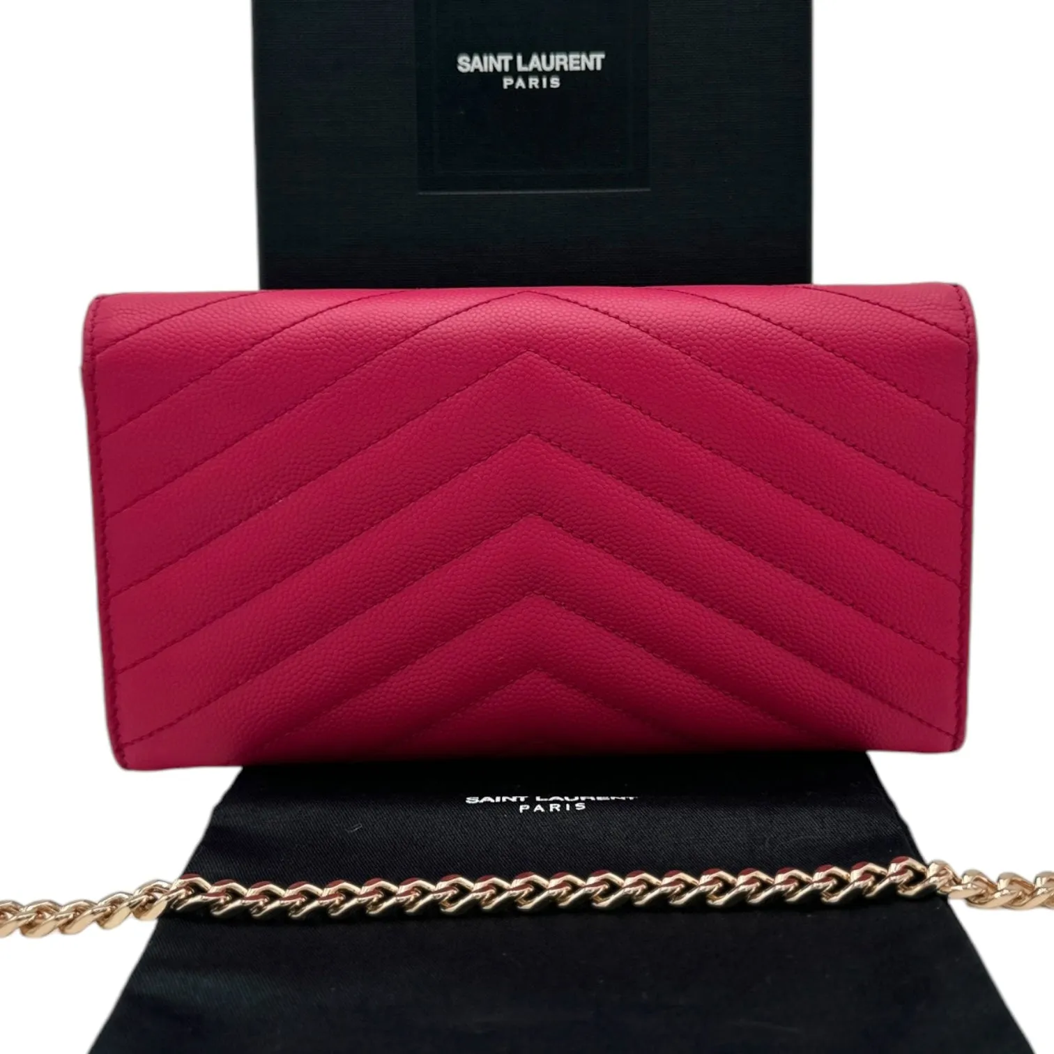 SAINT LAURENT Grain de Poudre Chevron YSL Clutch