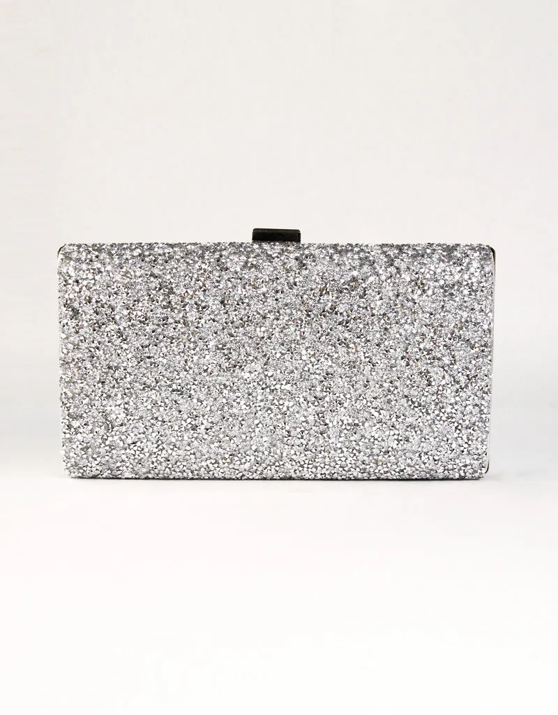 SAVANNAH TEXTURED CRYSTAL CLUTCH SILVER