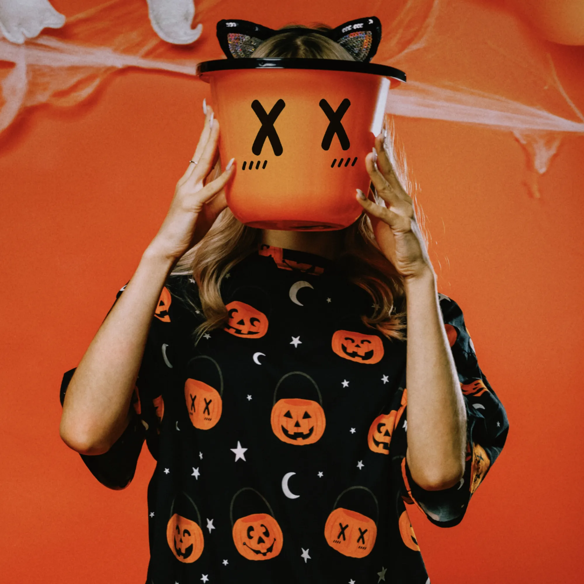 Scareworthy Pumpkin Bucket T-Shirt Dress