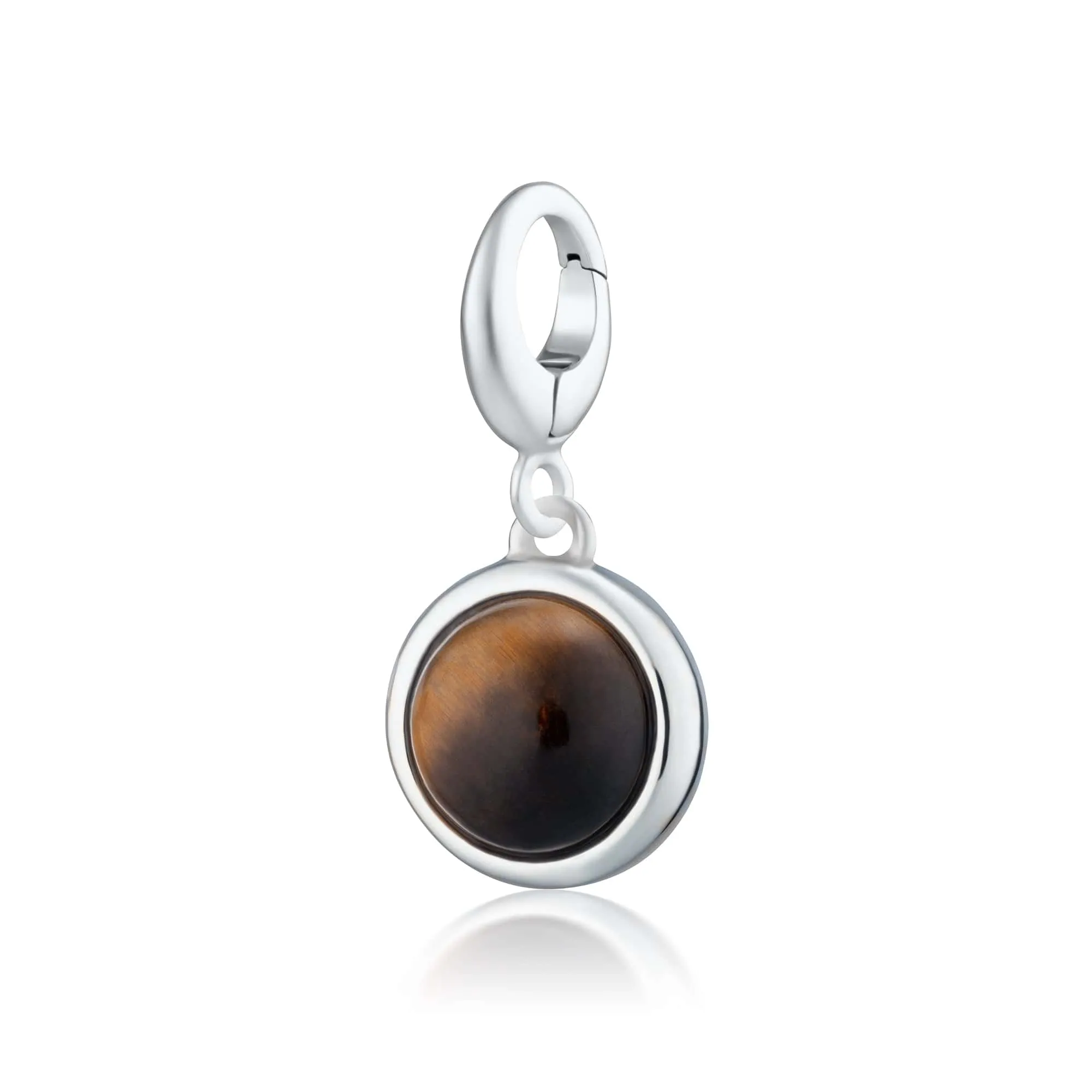 Silver Tigers Eye Healing Stone Charm (Courage)