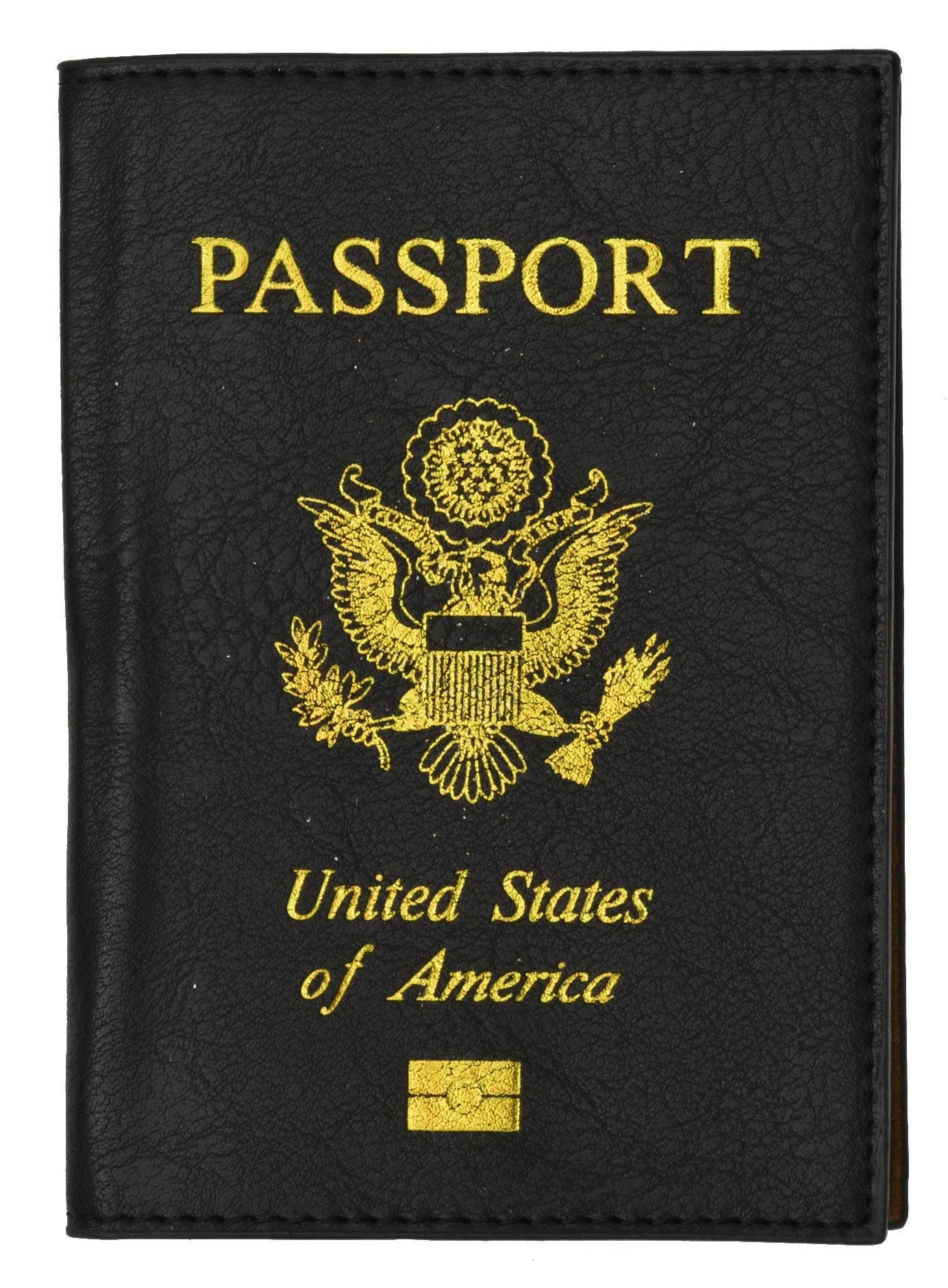 Soft Genuine Leather Passport Holder with a Fancy USA Logo - Unisex