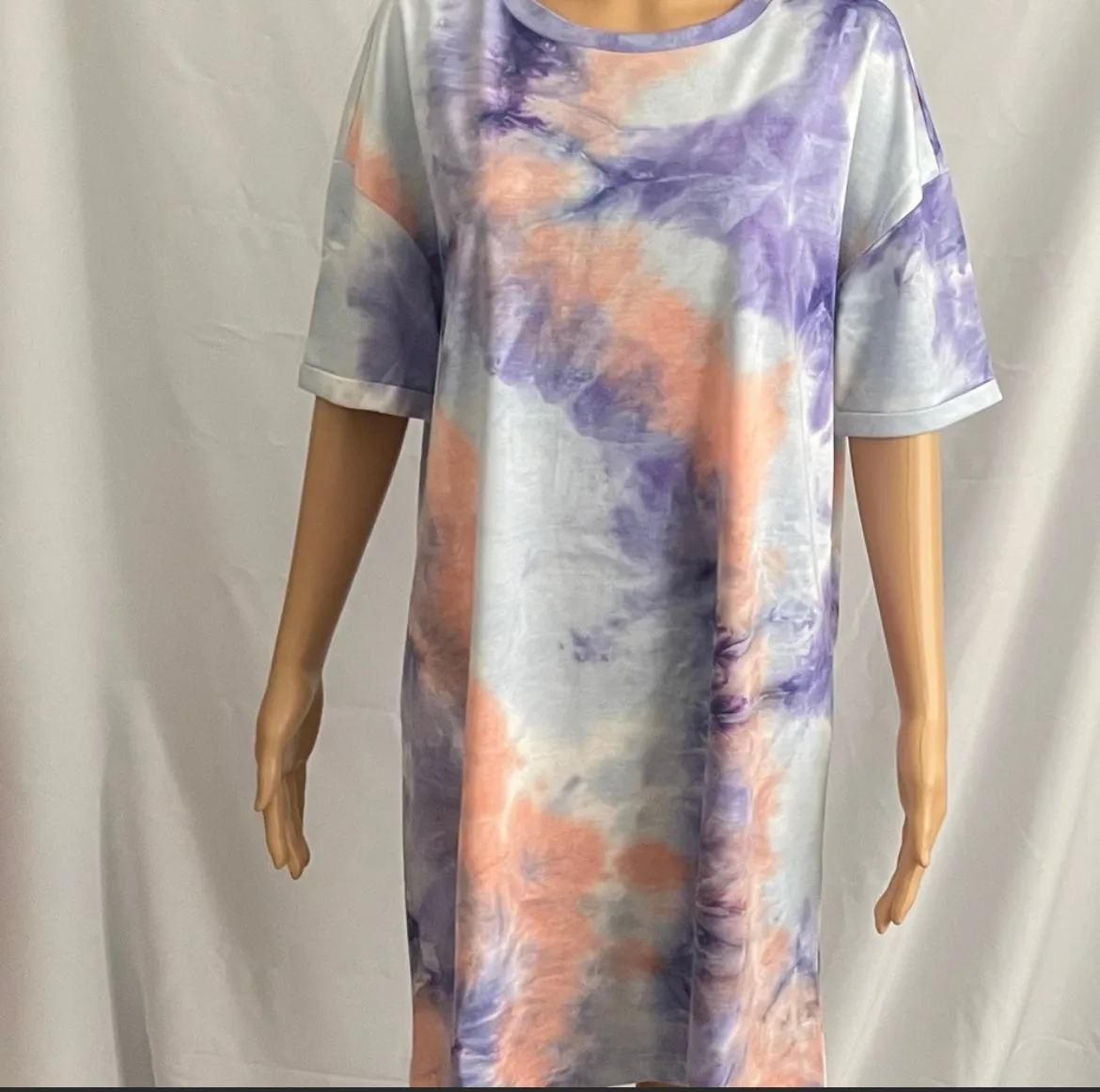 - Tie Dye Crew Neck T-Shirt Dress