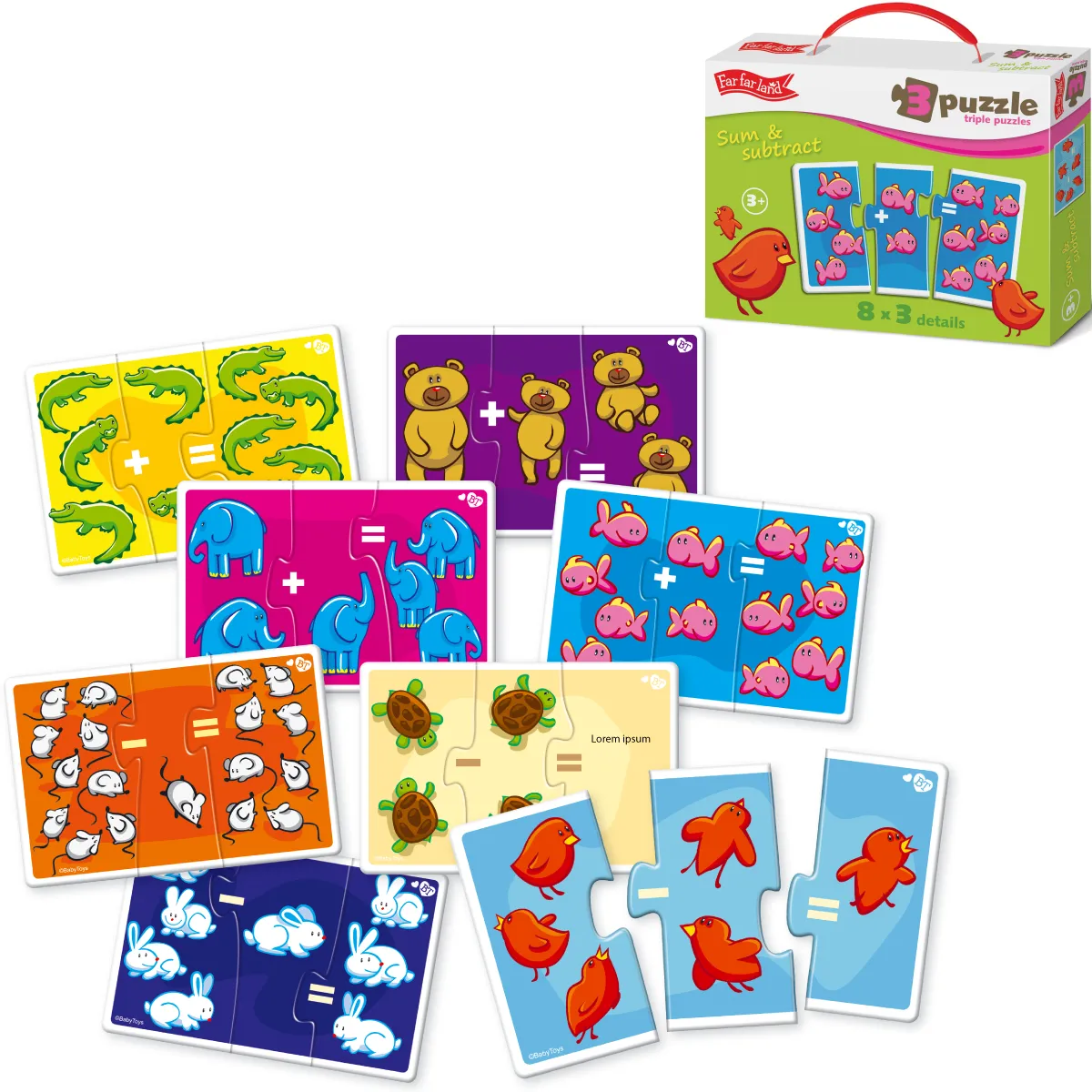 Toddler Maths Puzzles - Triple Puzzle: Sum and Subtract