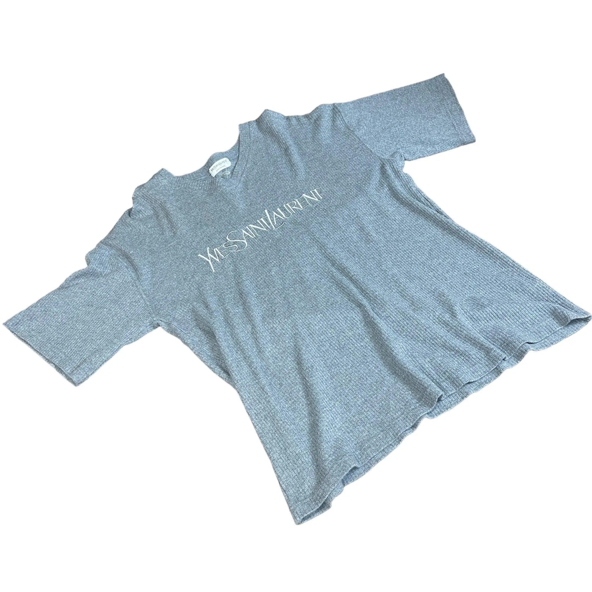 Vintage 90s Grey Yves Saint Laurent (YSL) Tee - Medium