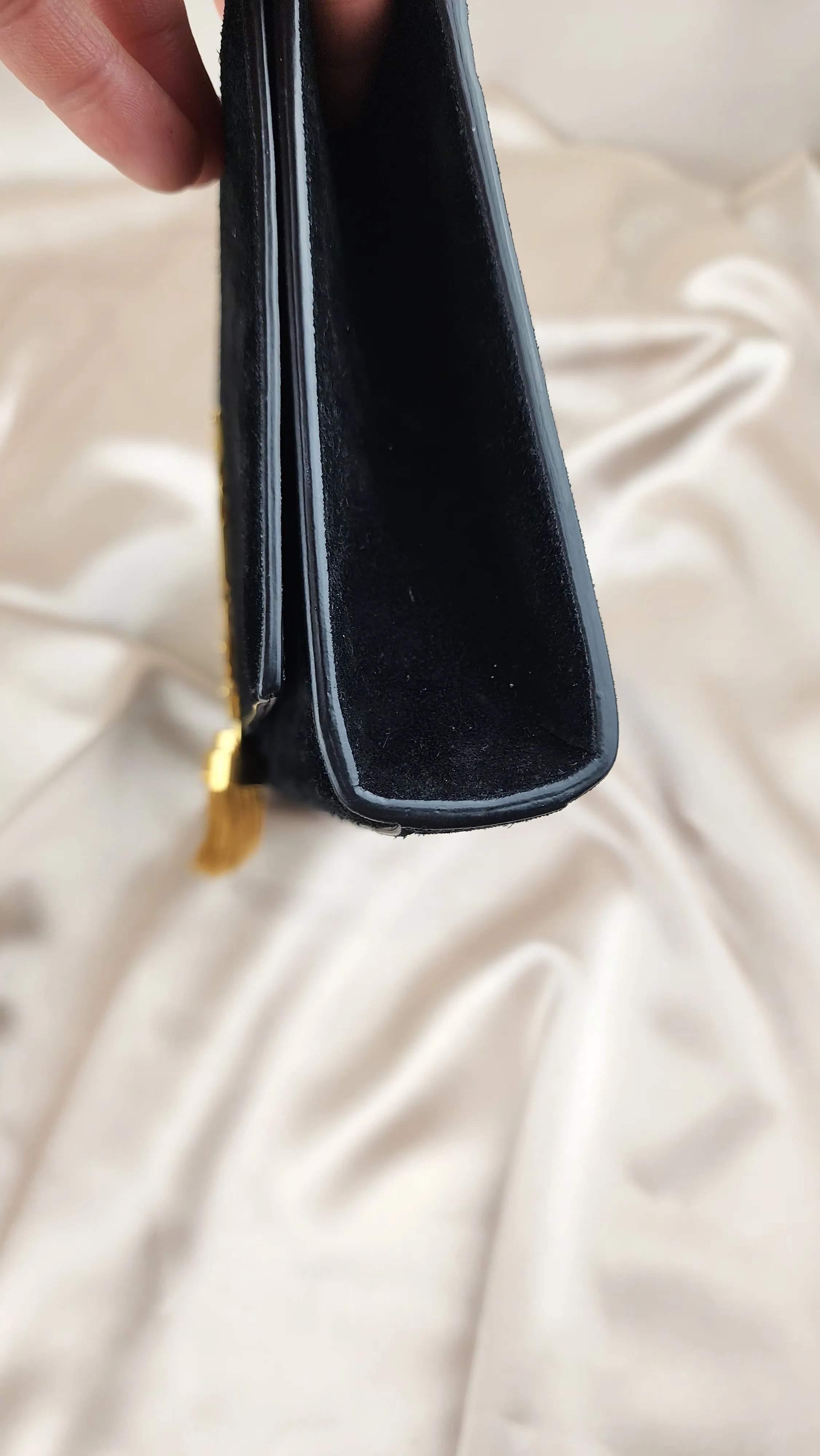 YSL Black Suede Tassel Clutch