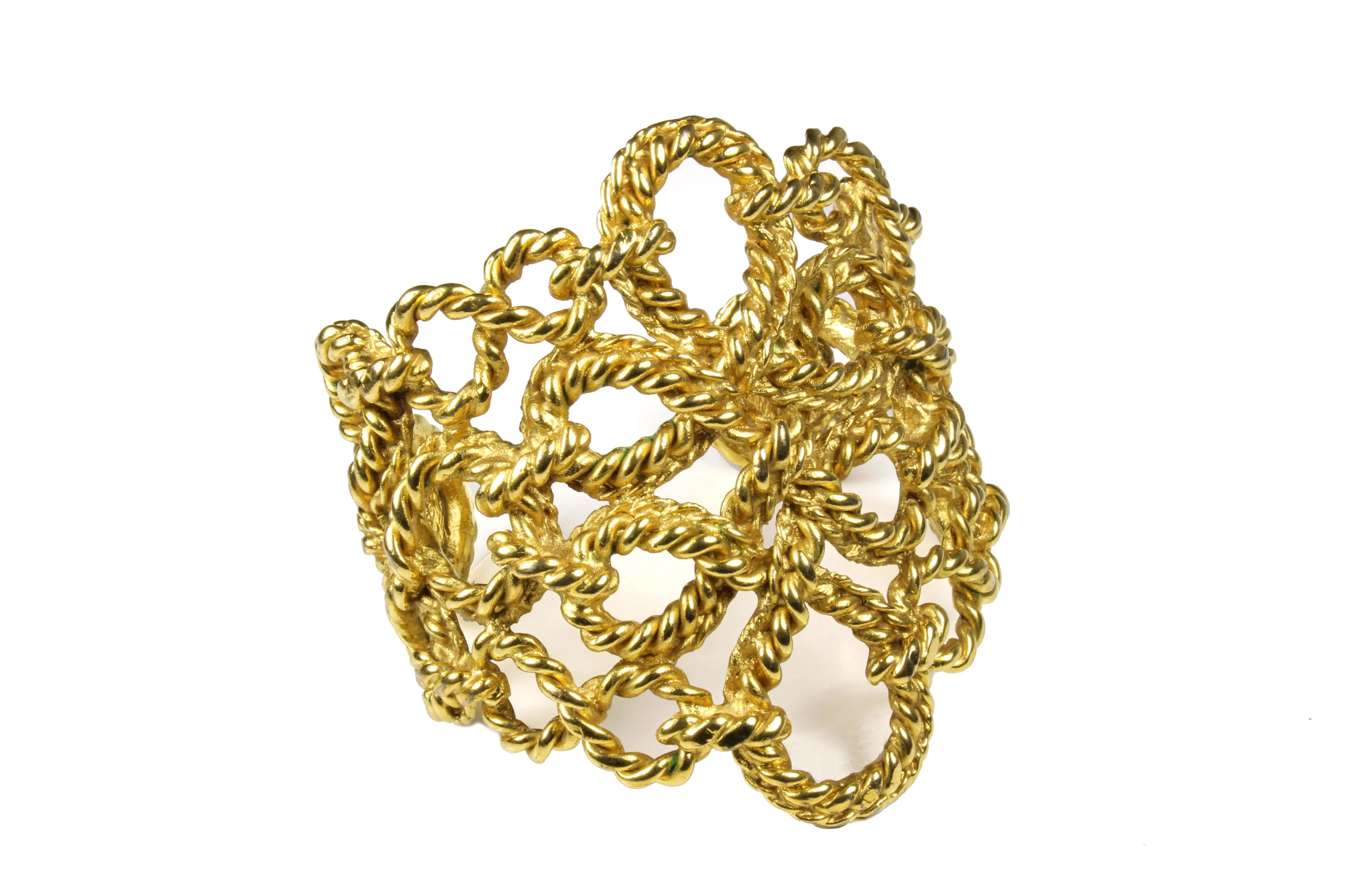 YVES SAINT LAURENT cord filigree cuff bracelet