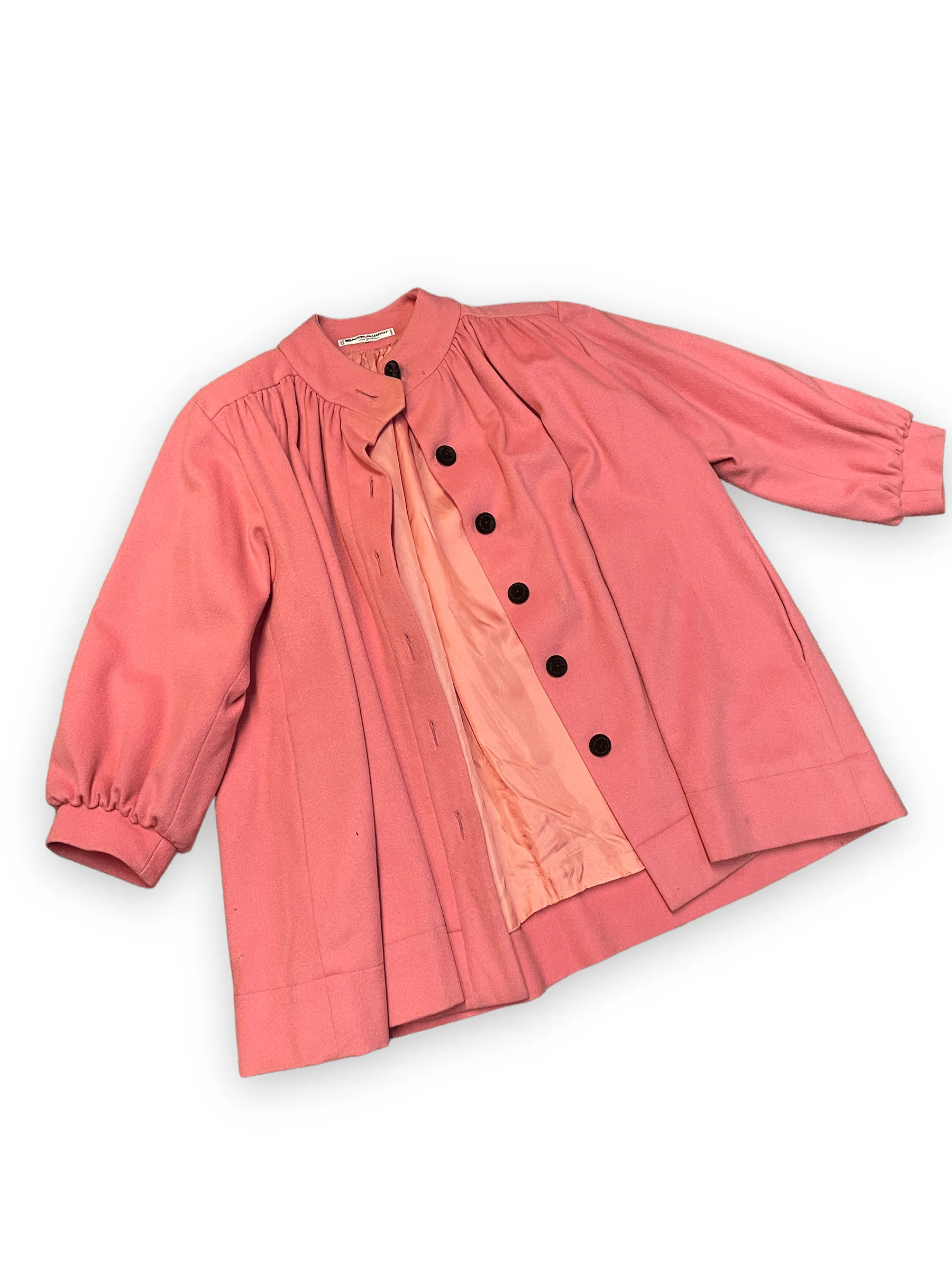 Yves Saint Laurent "Rive Gauche" Vintage Deisgner Bubblegum Pink Wool Party Coat Size M