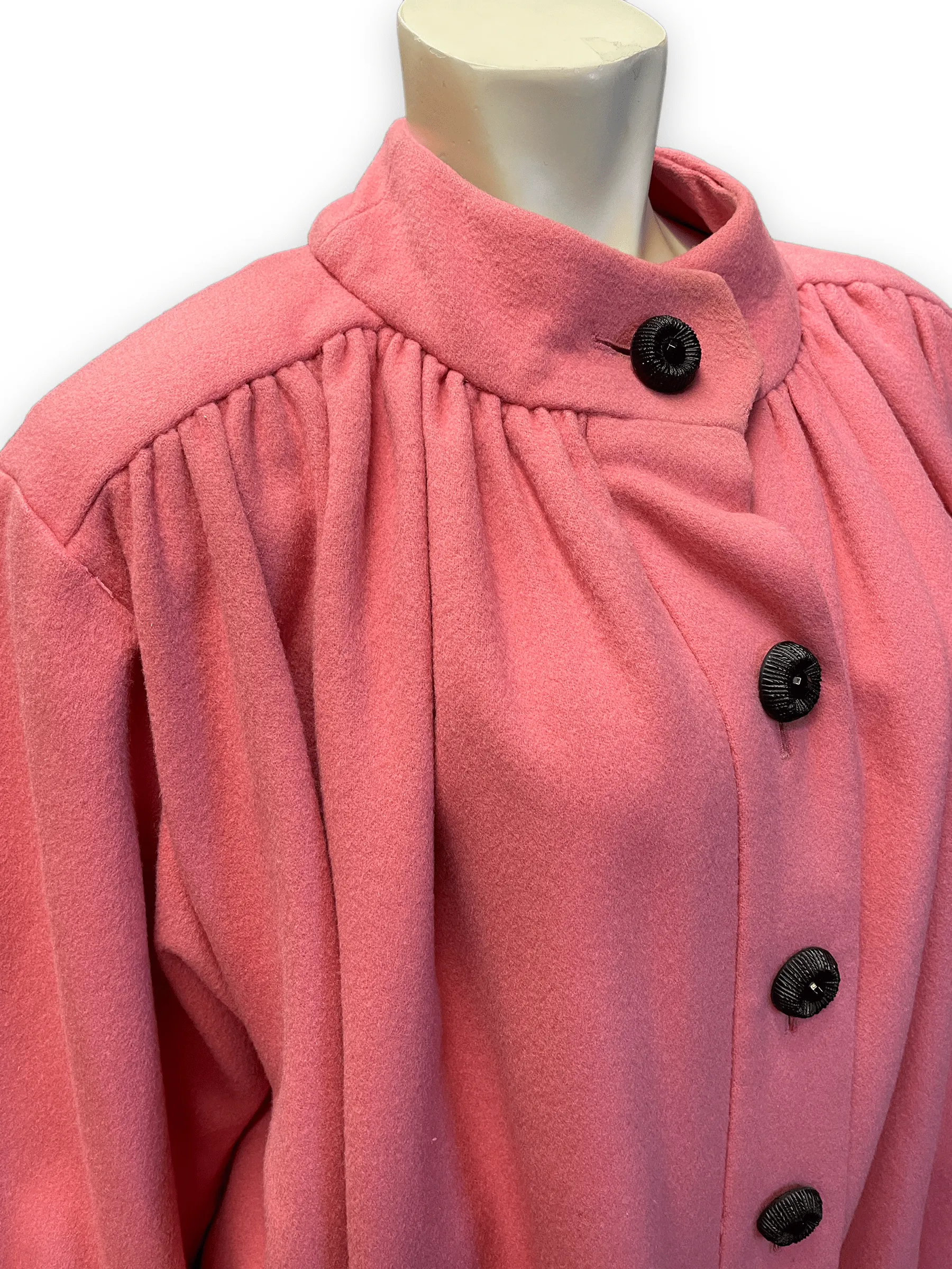 Yves Saint Laurent "Rive Gauche" Vintage Deisgner Bubblegum Pink Wool Party Coat Size M