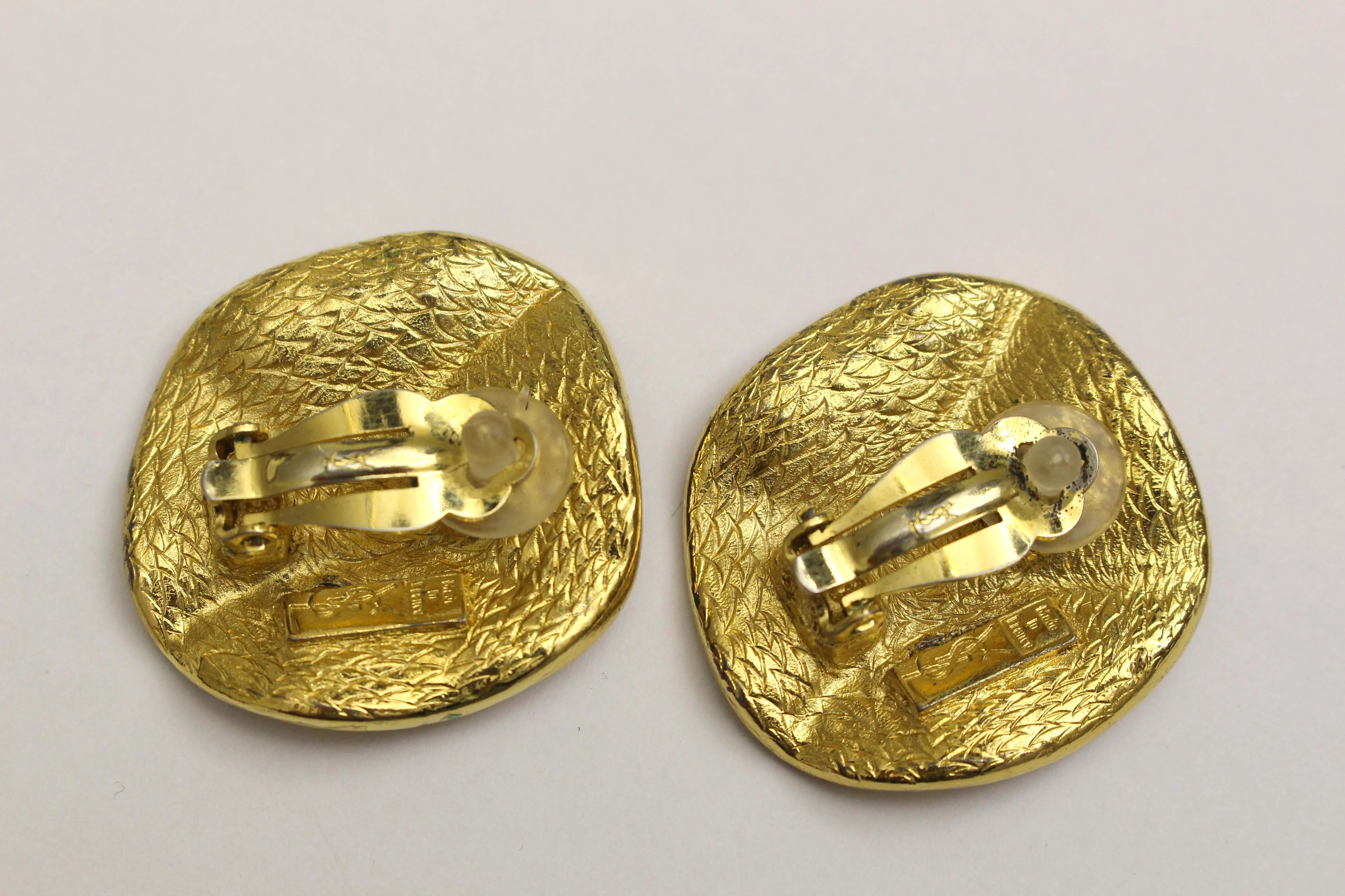 YVES SAINT LAURENT wrinkled gold earrings